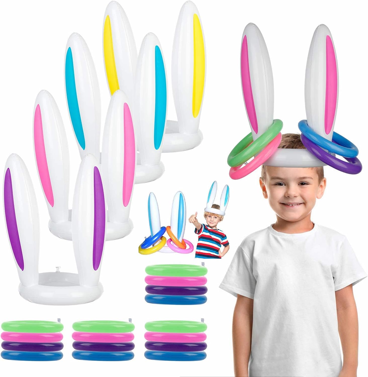 4 Pack Inflatable Bunny Easter Ring Toss Game Easter Rabbit
