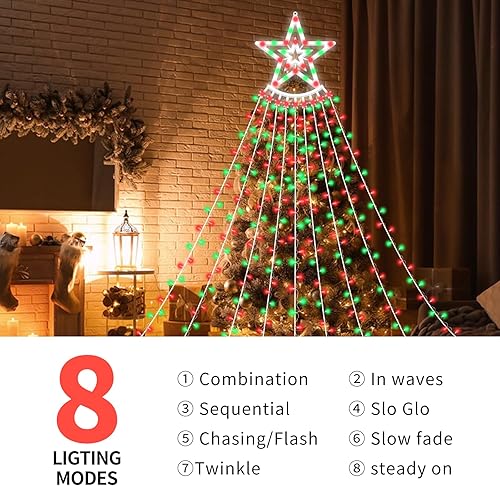 Miniatura 2 de Guirnalda de luces de 350 luces LED para decoración de Navidad, impermeables, 8 modos de luz, control remoto y temporizador, decoración de