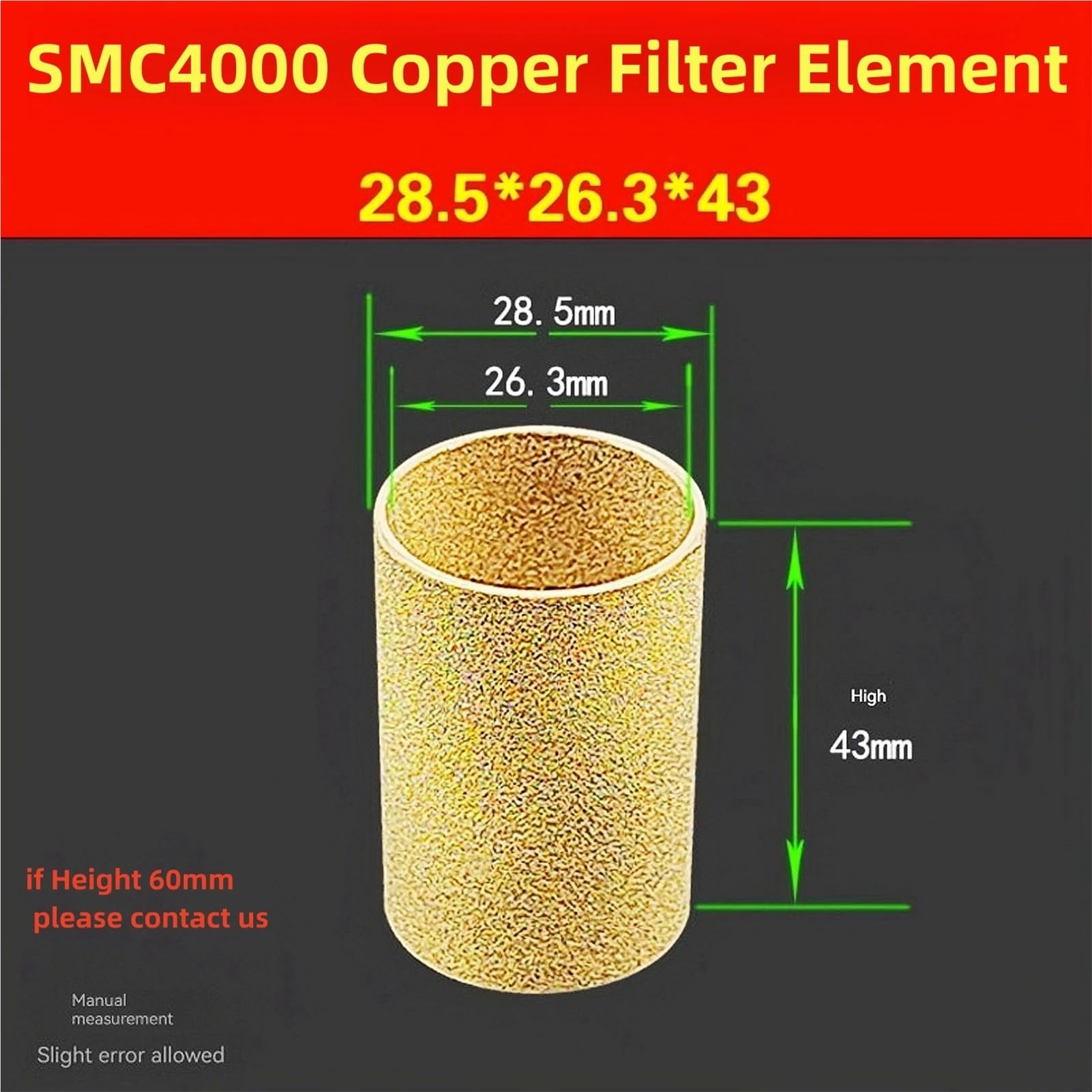 Lot de 10 éléments filtrants pneumatiques en cuivre avec noyau en fibre de fibre (S-MC4000 (cuivre))