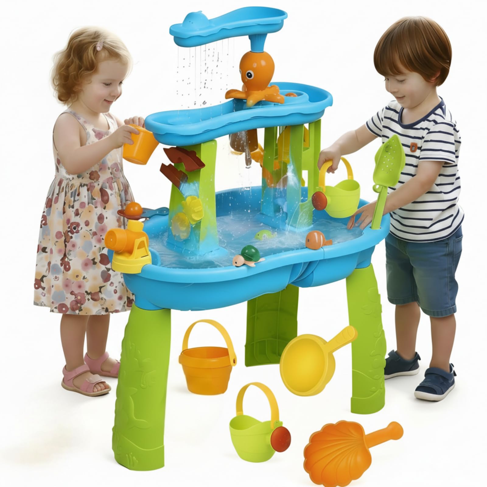 Photo 1 of Hugut 2026 Upgraded 3-Tier Water Table for Ages 3–8 – Outdoor Backyard Sensory Activity Table with Fun Water Play Accessories, Summer Gift for Boys and Girls