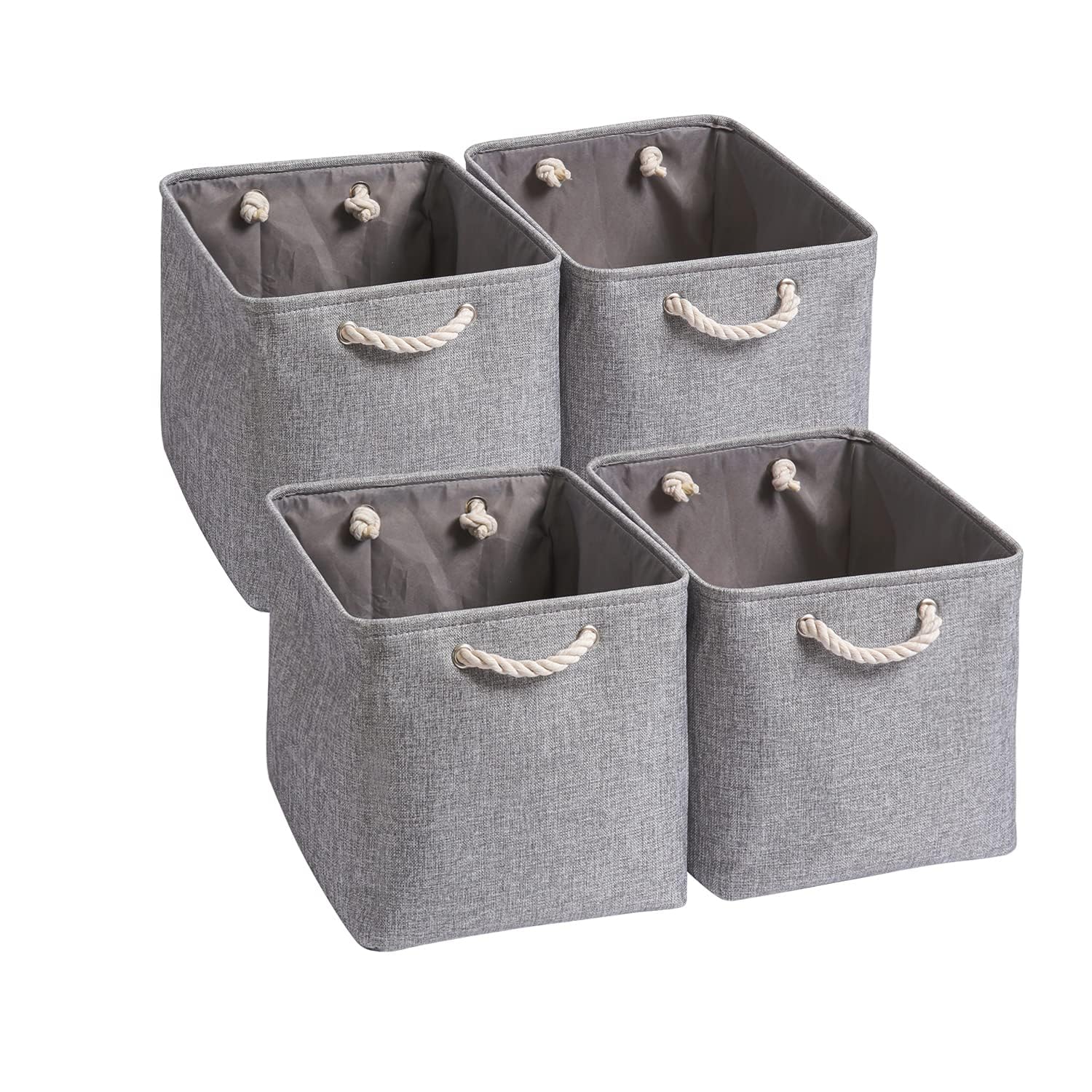 Paniers de Rangement en Tissu, 33 x 38 x 33 cm, Grandes boîtes de Rangement Pliables pour Organiser Les vêtements, Les étagères et Les placards de la Chambre d'enfant (Gris, Lot de 4)