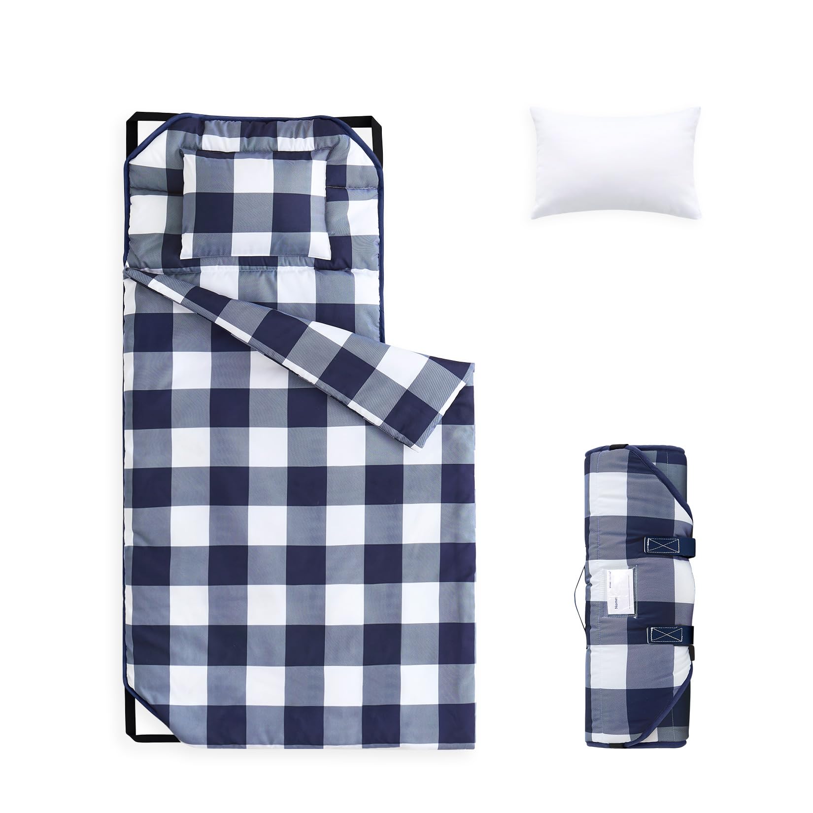 Wake In Cloud - Cot Nap Mat with Pillow and Blanket, for Toddler Kids Boys Girls in Daycare Kindergarten Preschool Pre K with Elastic Corner Straps,