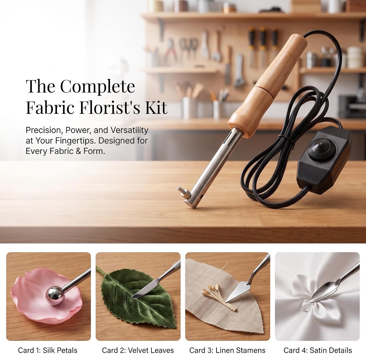 ALDNMBR Planchadora Eléctrica Para Flores Artificiales, Máquina Para Hacer Flores De Tela Con 18 Cabezales, Temperatura Ajustable, Kit Para Hacer Flores Diy Con Soporte Anti-quemaduras