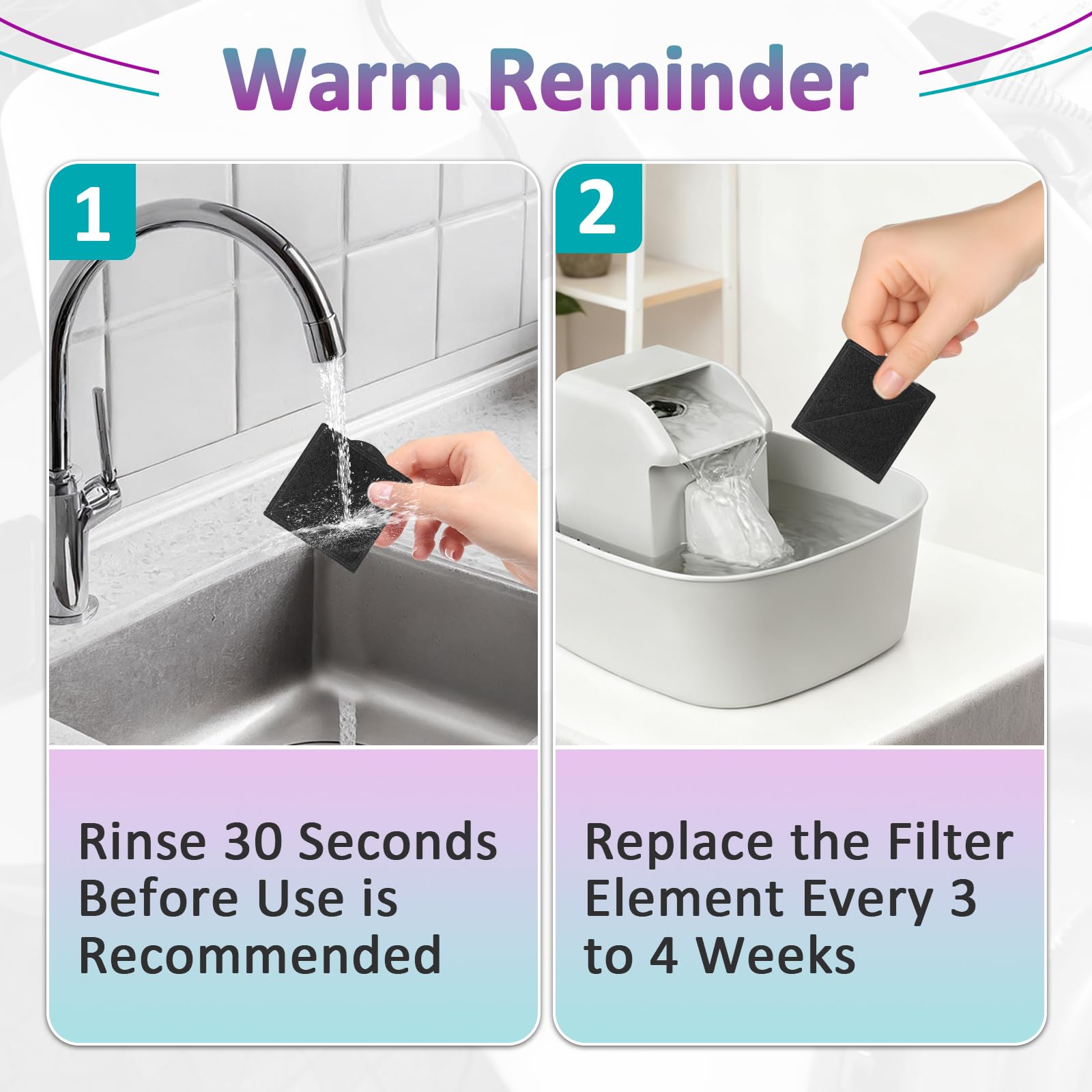 24 filtros de fuente de agua para gatos compatibles con Petsafe Premier | Compatible con fuente de agua Outlast Pumpless, Ion-X y Viva, doble filtración, cuadrada (negro)