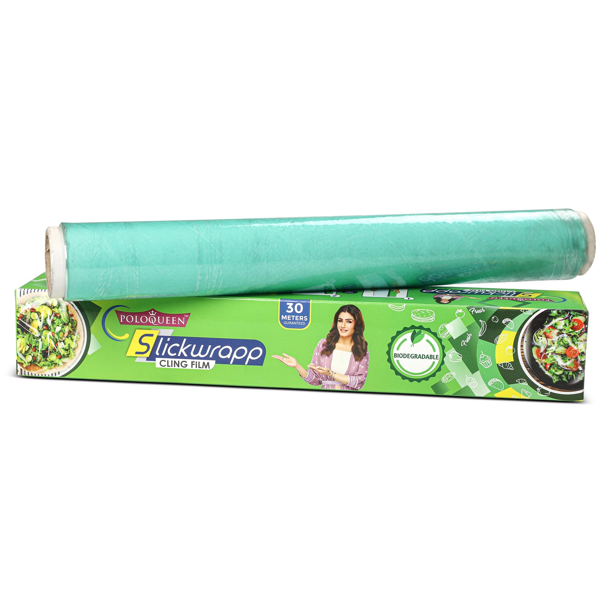Polo Queen Slickwrapp Food Wrapping Roll Pack of 2 (30m Each) | Microwave-Safe | Eco-Friendly Kitchen Wrap | Freshness Protection for Tiffin, Storage & Meal Prep 1