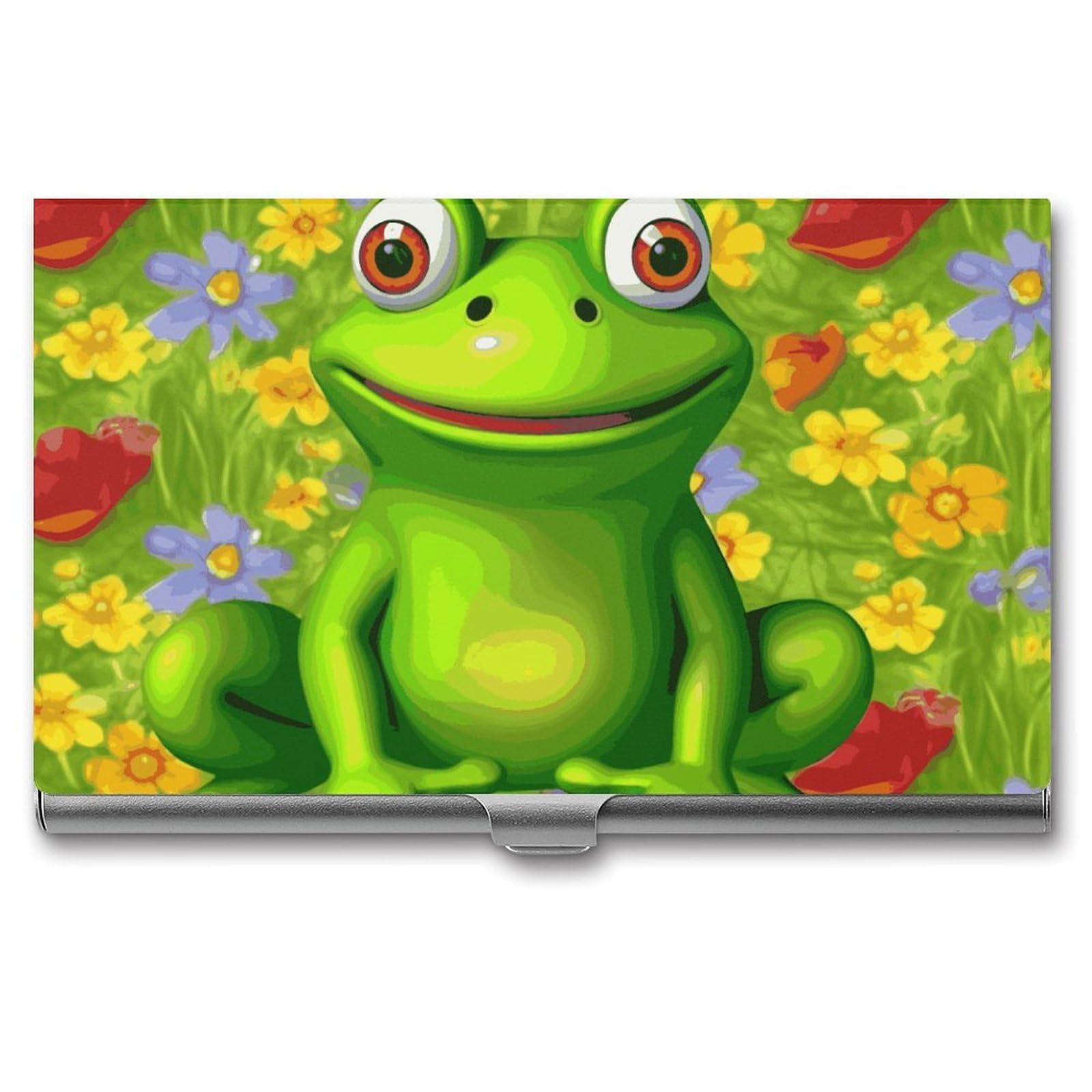 BTCOWZRV Frog Business Card Holder Metal Slim Business Card Case, Pocket Card Holder for Men Women Purse Name Card Holder Stainless Steel Wallet Credit ID Case for Office