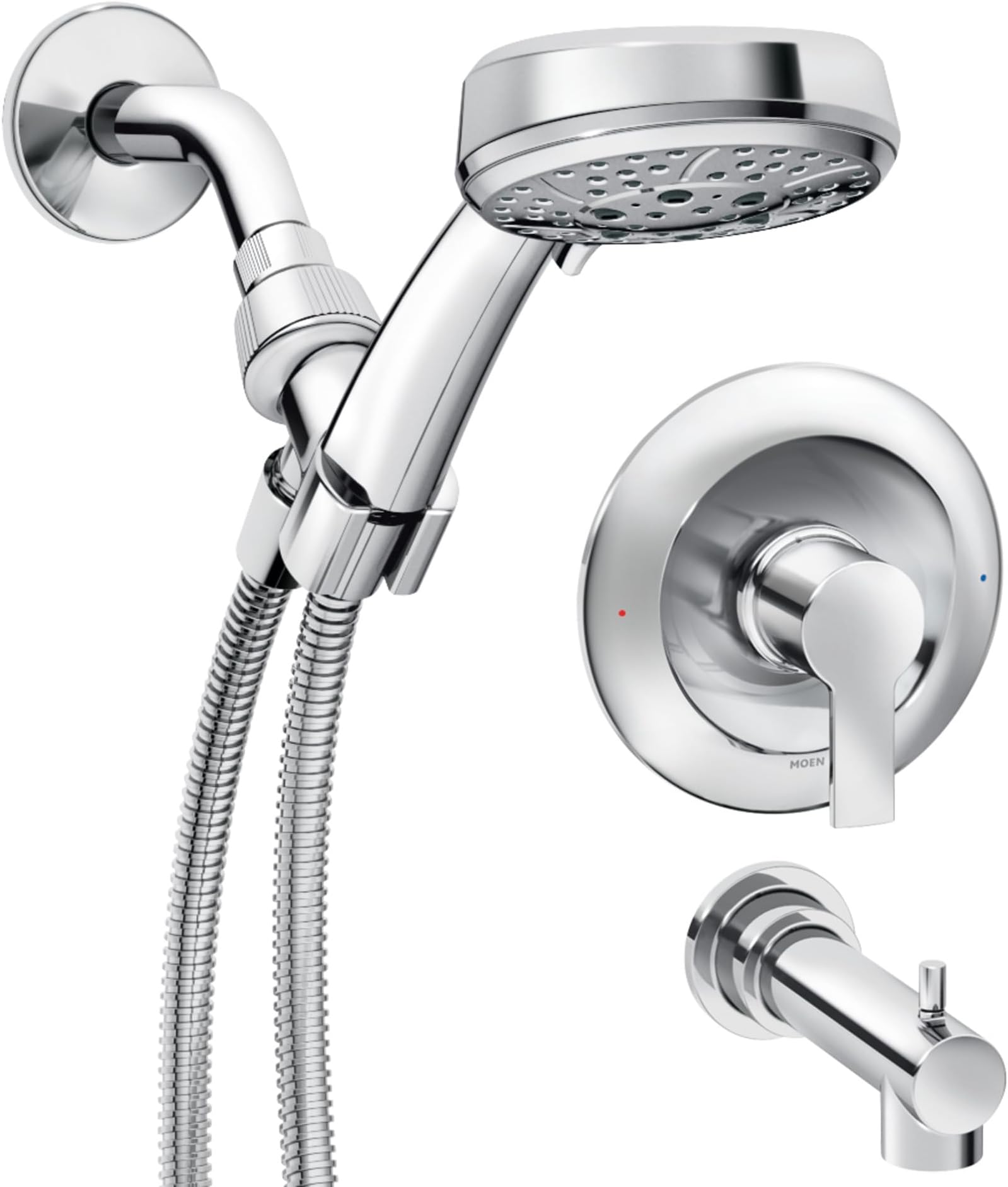 Meena Chrome Single Handle Modern Bathtub and Shower Faucet with Handshower, Lever Handle, Tub Spout and Valve Included, 82618