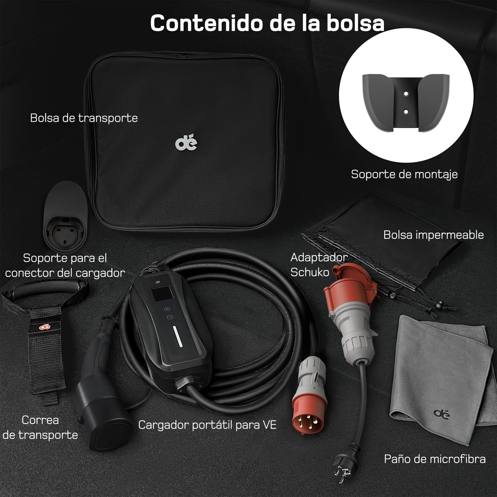 Cargador EV 11kW, Cargador Coche Electrico 16a [3-Phase| 7m| 6-16A] dé con Potencia de Carga Ajustable, estación de Carga móvil/Wallbox para Model 3/Y ix3, ex30 Otros EV/PHEV
