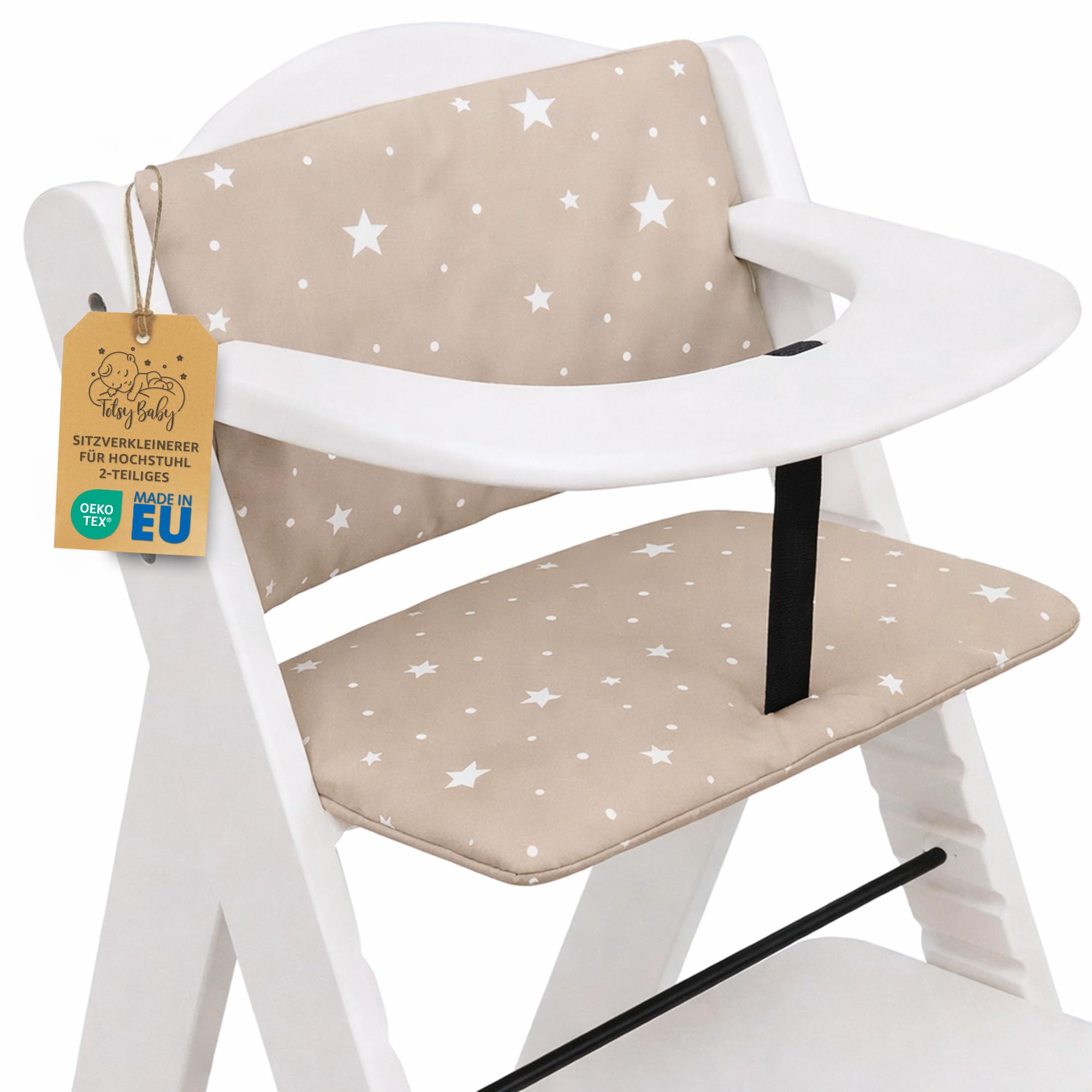 Highchair Seat Reducer Baby Cushion Pad - 2 Piece - Cover for Hauck Stokke Wooden Stair Feeding Chair Infant Waterproof Stable Liner Beige โ image 1