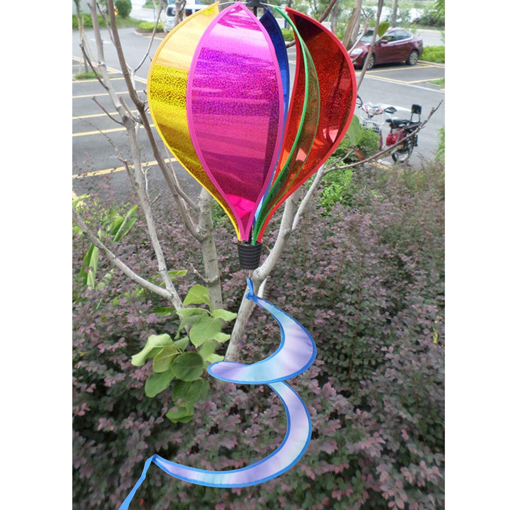 Nawwgy Balloon Sequins Windsock Striped Spinner Outdoor Decor Sequined Colorful hot air Balloon Wind