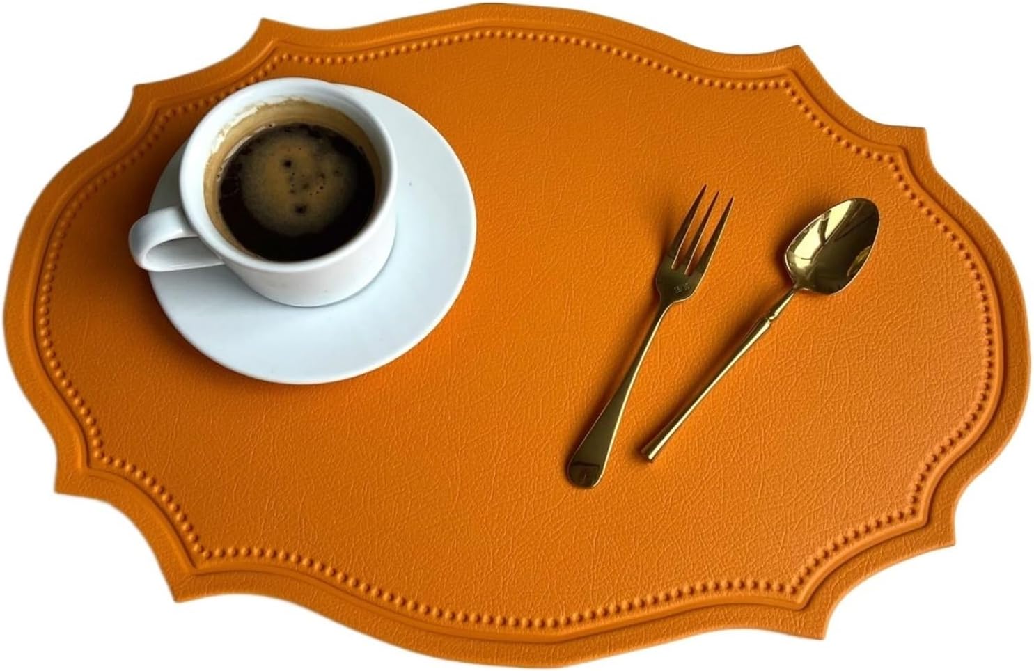 Green Oval Placemats Gift Table Decor Mats Pads Irregular Shape PU Leather Placemats Set Oil-Proof Place Mats(in Orange,4pcs 30x43cm)