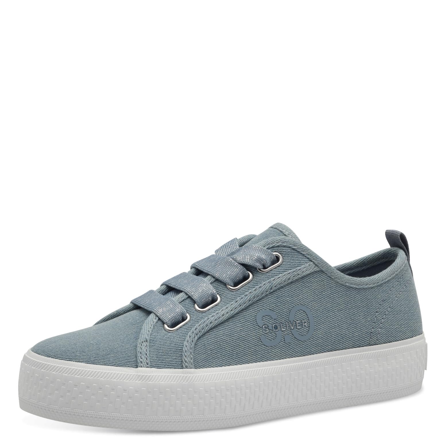 s.Oliver Women's Platform Trainers with Wide Laces Low Top, Denim, 7 UK