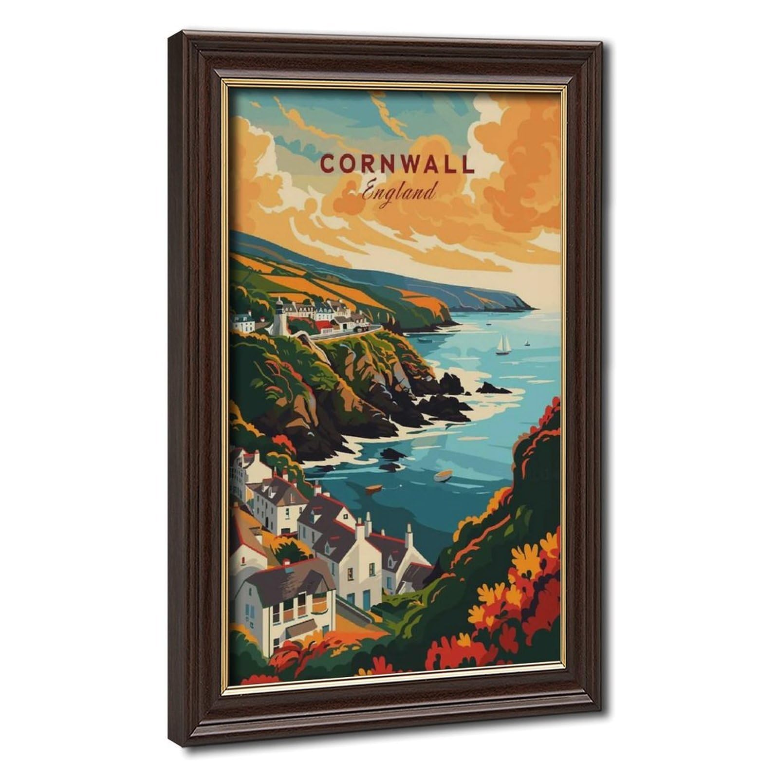 Bareronor Mokume Gane Frame-Style Cornwall Canvas Poster For Office Decor Gift