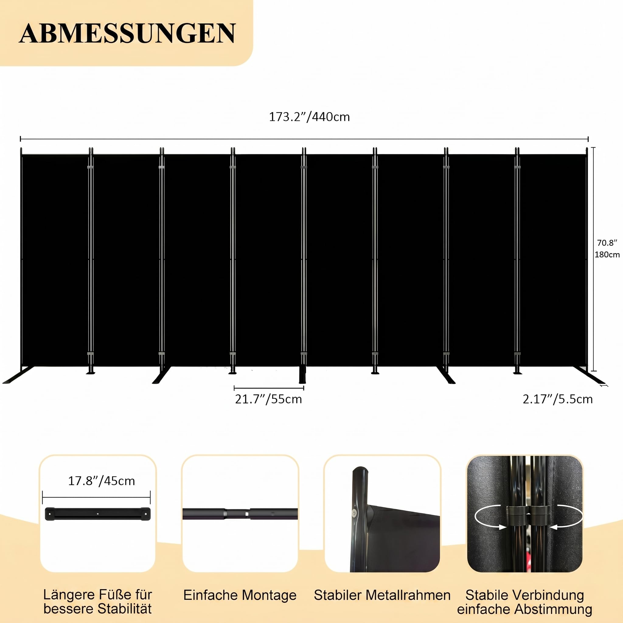 T&Jero 8-Panel Folding Room Divider Gallery Image