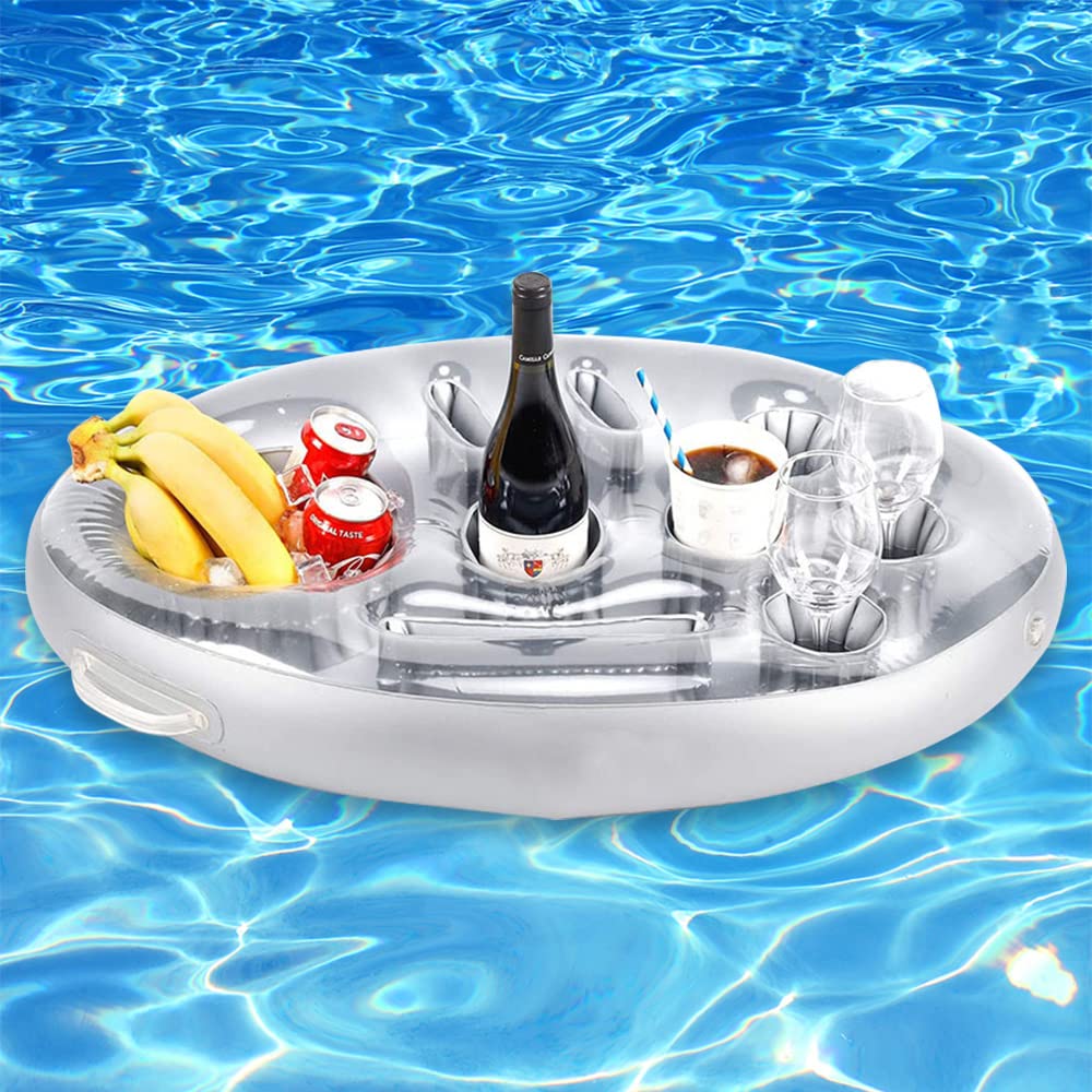 DAJASD Aufblasbarer Getränkehalter Für Pool & Strand – Schwimmende Bar Mit 6 Löchern