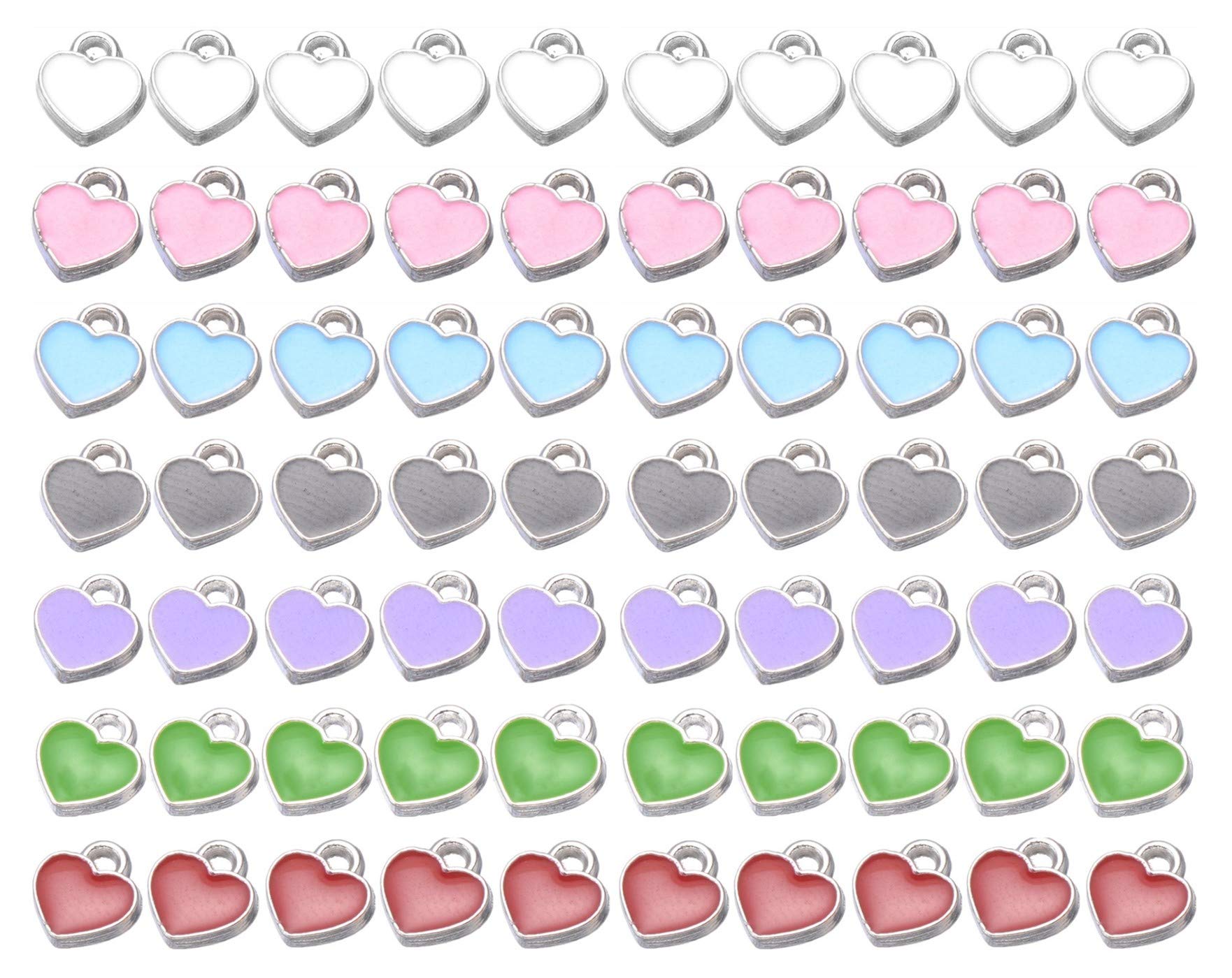MSCFTFB 70 Pieces Mini Heart Star Jewelry Charms - Shaped Enamel Pendant Dangle for Earring Bracelet Chocker Making Wine Charms DIY Gift Accessories (