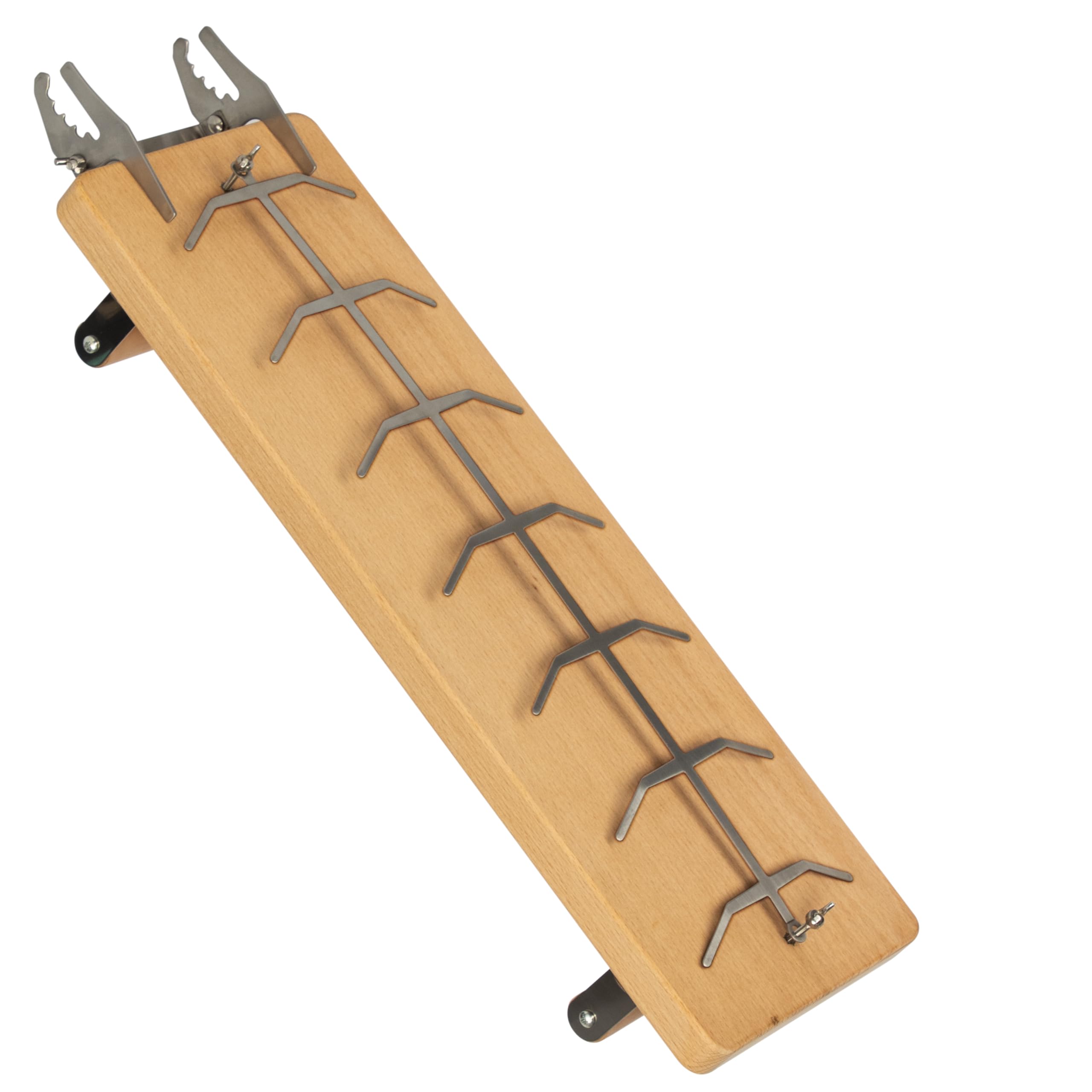 Flammlachsbrett mit Halterung 100% Buchenholz – Edelstahl Halter – 55 cm – Grillbrett für Flammlachs BBQ