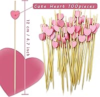 Vista 2 de 100 palillos de cóctel de bambú, palillos de dientes elegantes para aperitivos, palillos hechos a mano de 4.7 pulgadas, bonitos pinchos de bambú