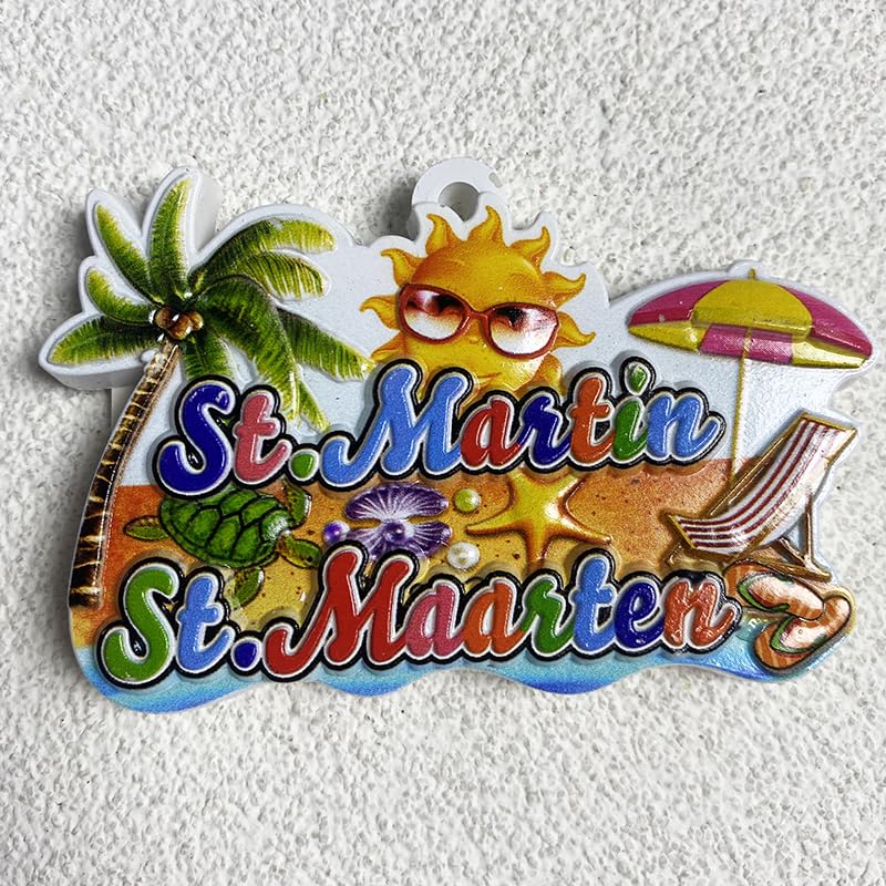 Imán decorativo escena playa St. Martin St. Maarten miniatura 4