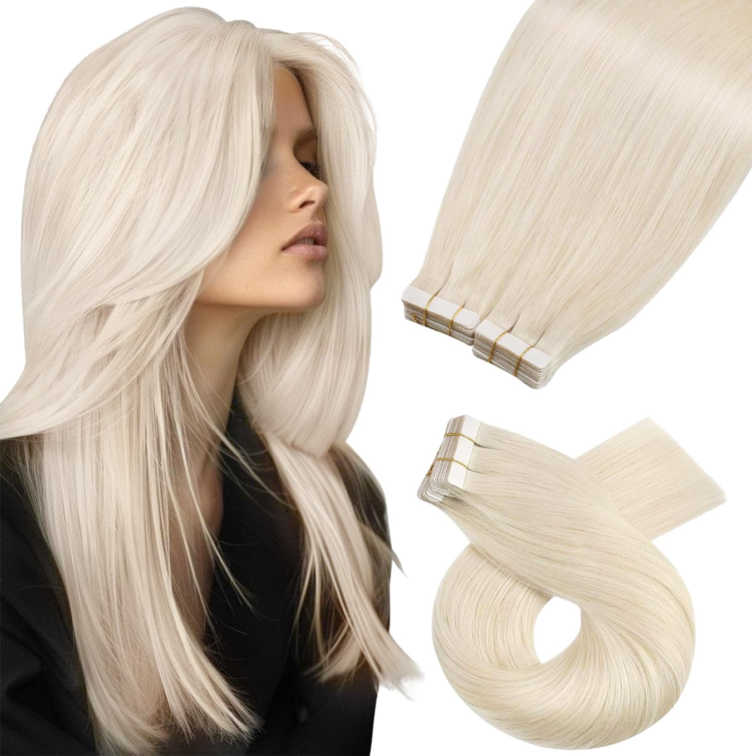 Moresoo Tape Hair Extensions Real Human Hair 18 Inch Jet Black Human Hair Extensions Tape in Black Remy Hair Straight Silky Soft for Women Natural Looking 20pcs/50g #1 — view 12