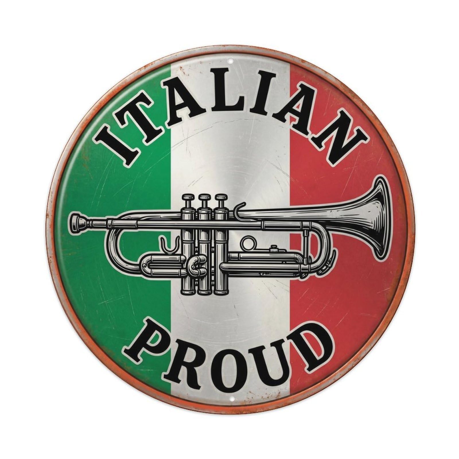 Olhnbad Style Italian Proud Trumpet Music Heritage Emblem Metal Tin Sign