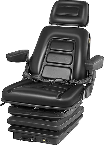 VEVOR Asiento de suspensión universal para tractor ángulo de respaldo de 35-170 repuesto de asiento de aire ajustable con cinturón de seguridad e