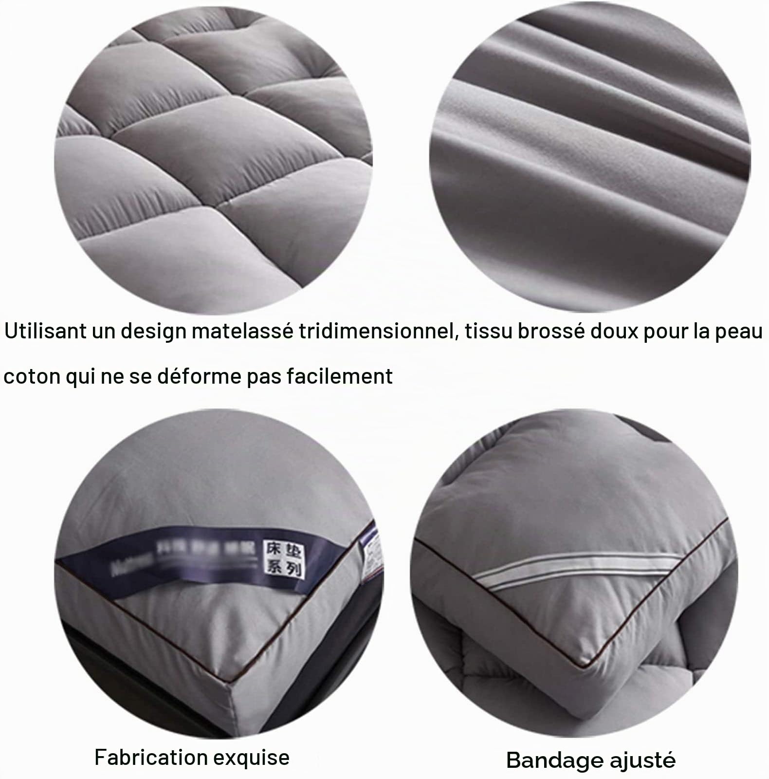 Matelas de Tatami Futon Pliable 2 Places 10cm Épaissir Le Matelas de Couchage Japonais Épais Tapis de Lit Moelleux Ultra-douce Plancher Pad Pour Dortoir Étudiant Chambre Matelassé,Grey-120*200cm