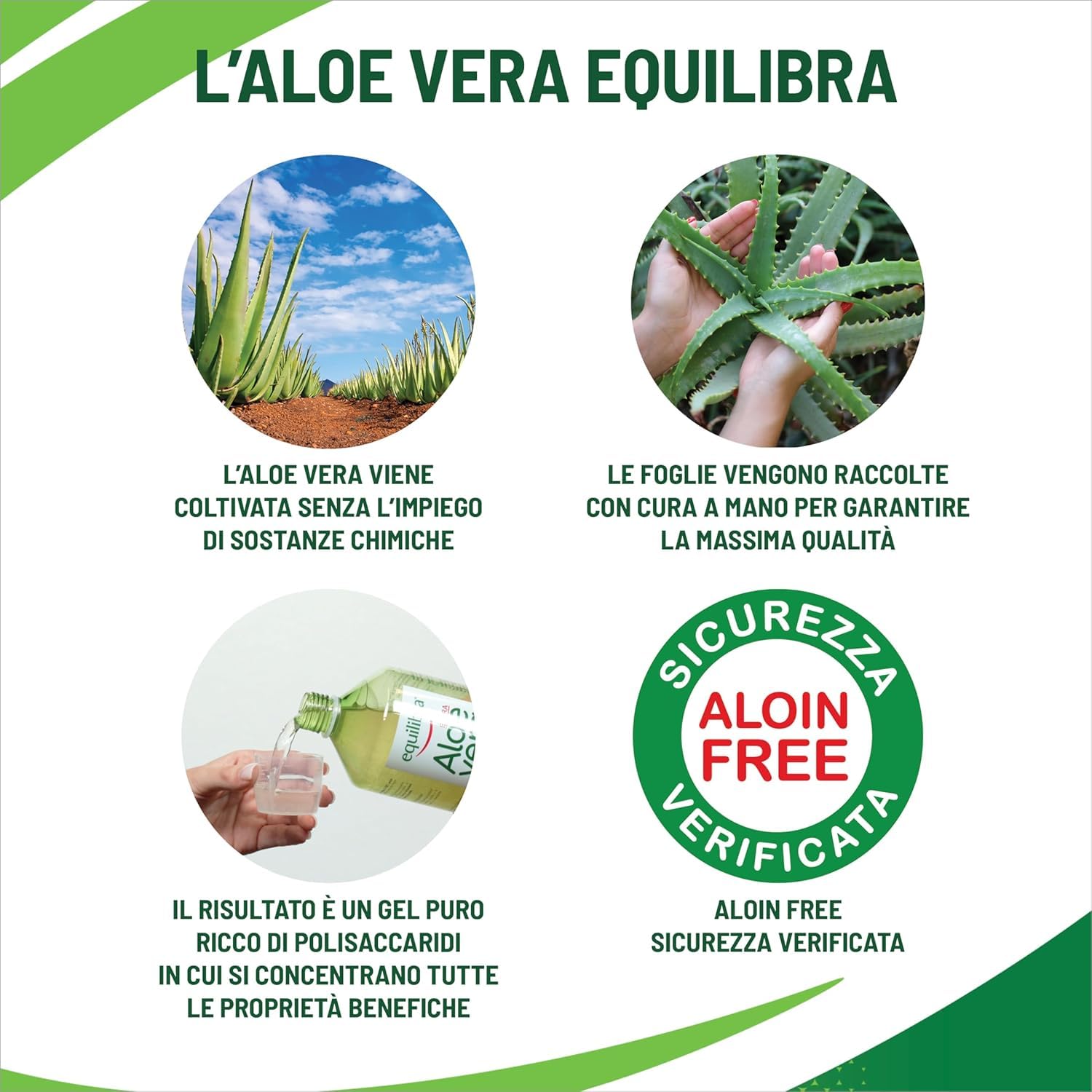 Equilibra Aloe Vera da Bere, 100% Pura Polpa di Aloe, 2x1000 ml per 40 Giorni, Azione Depurativa e Lenitiva, Senza Zuccheri, con Polisaccaridi, Da Bere Puro o Diluito in Acqua
