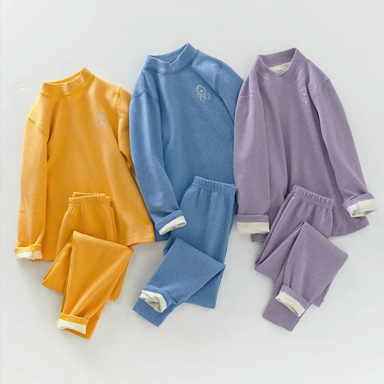 Zonto sous-vêtements d'hiver pour Enfants Ensemble De sous - Vêtements Chauds pour Enfants Pantalon d'hiver Garçon Fille Épaissi Homewear Chaud 14-15 Ans