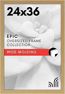 Americanflat 24x36 Poster Frame with Polished Plexiglass - Wide Picture Frames Made of Engineered Wood for Vertical or Horizontal Wall Display - Epic Collection - Pine