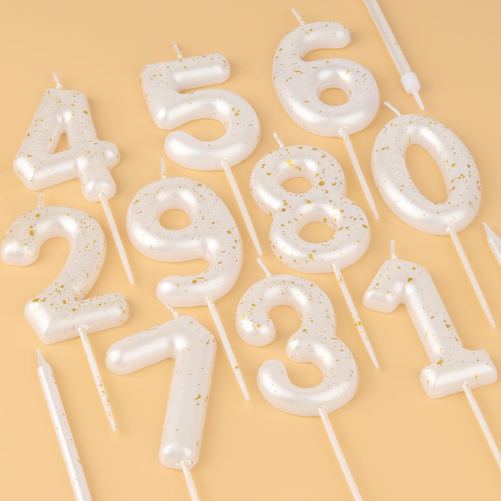 Velas de oro blanco con números de cumpleaños número 55, velas largas de oro blanco, velas de fiesta de oro blanco, velas doradas número 55 para tartas para bodas, cumpleaños, despedidas de