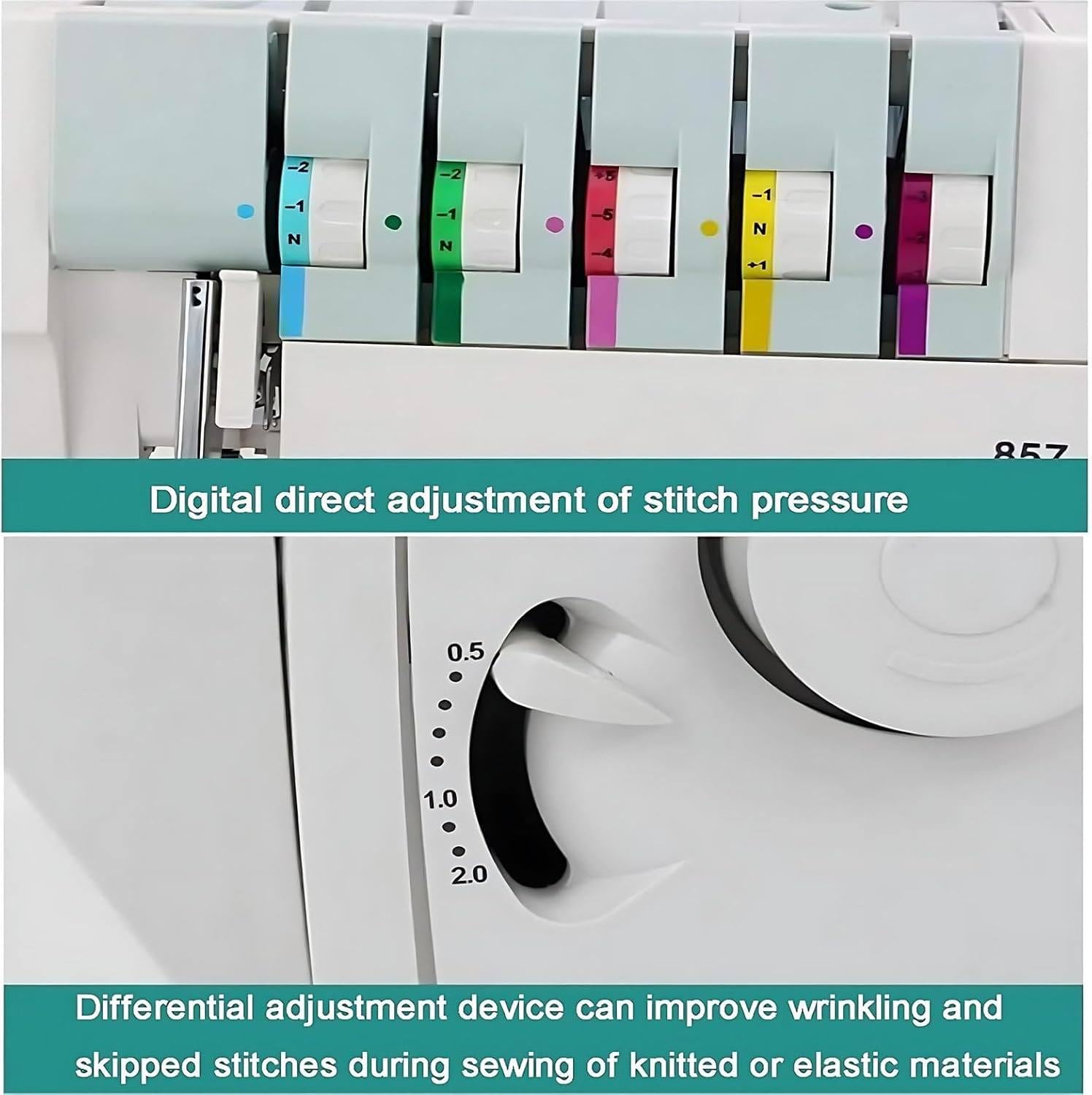 Máquina de coser Overlocker Serger con capacidad de puntada múltiple, longitud de puntada ajustable y compatibilidad de tela resistente