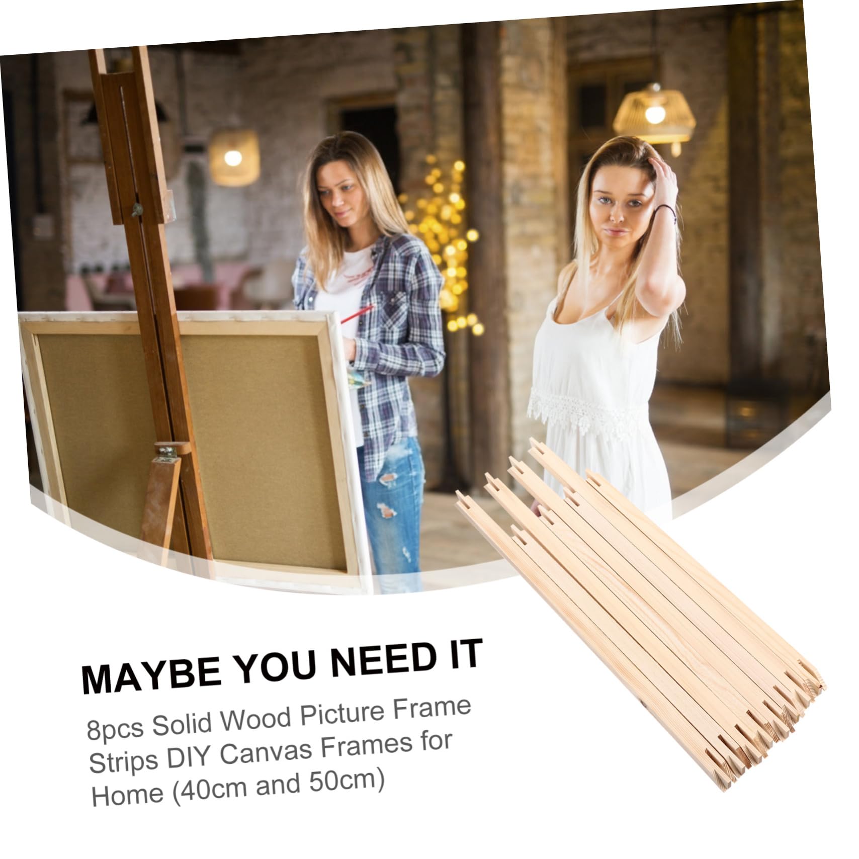 ERINGOGO 8pcs Solid Wood Diy Frame Strips for Framed Canvas Picture Frames Set 40cm 50cm