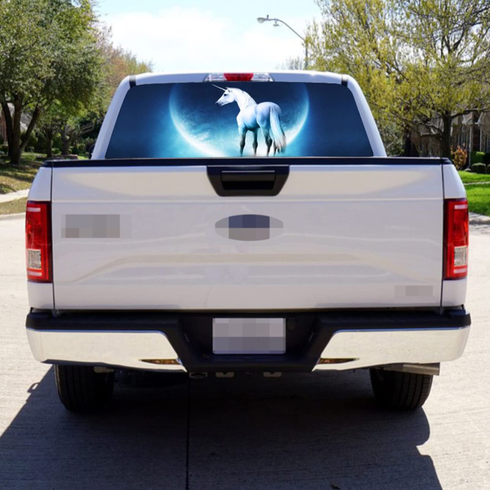 Decalcomanie per finestrini Posteriori Auto Camion, Adesivo per finestrini Posteriori Decalcomania Grafica Cavallo Bianco Perforato Vedere Attraverso Universale per camioncini SUV,66x29 inch