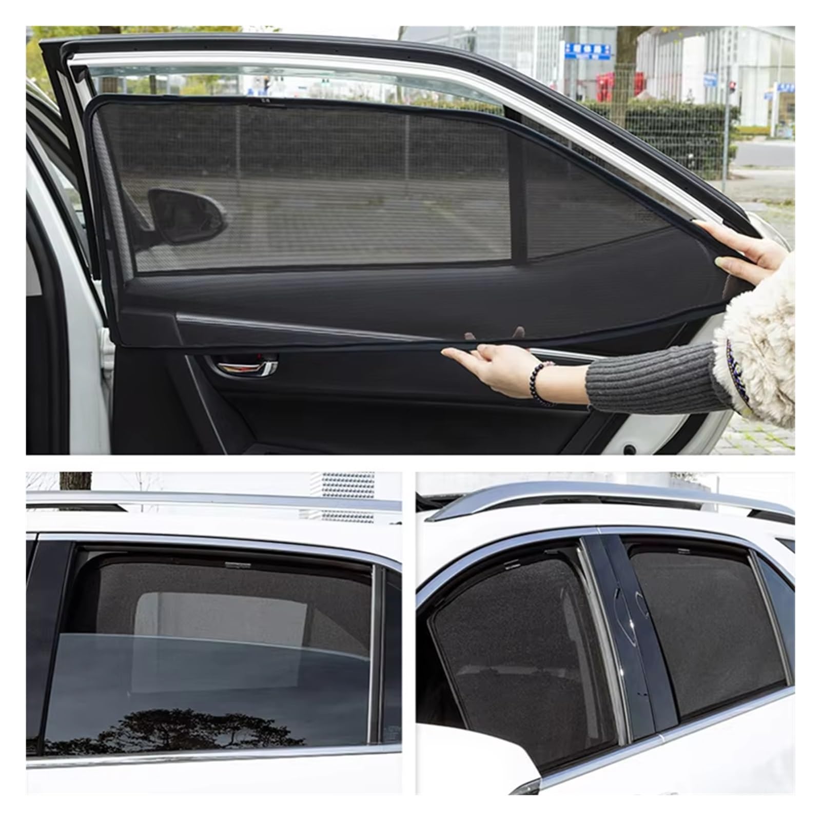 Parasol De Coche Para JEEP Para Grand Para Cherokee WK2 11-20 Parasol Coche Parabrisas Delantero Cortina Malla Magnética Ventana Lateral Trasera Parasol Protector Parabrisas Coche(Rear Triangular)