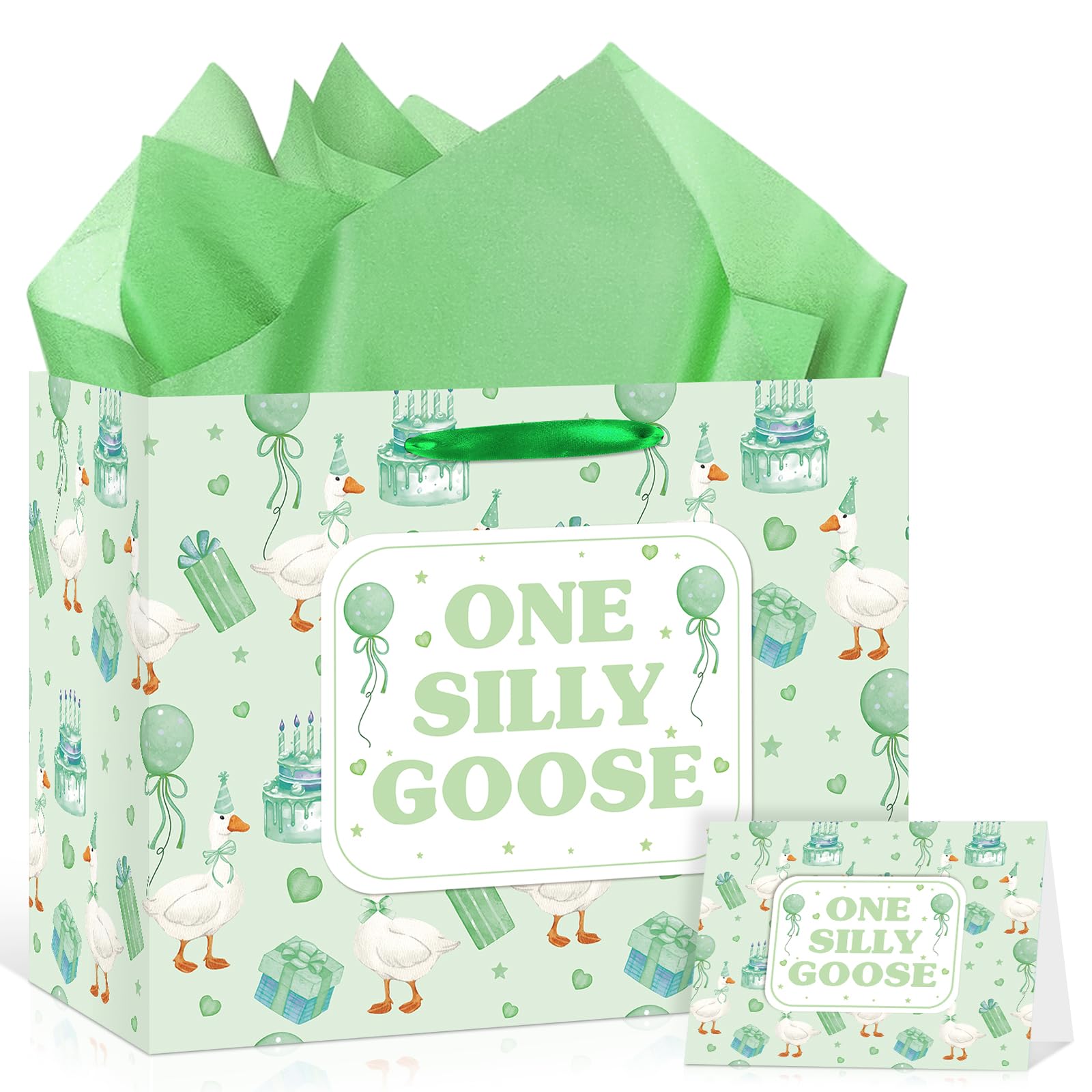 Bolsa de regalo de primer cumpleaños ganso tonto para ropa de bebés 8