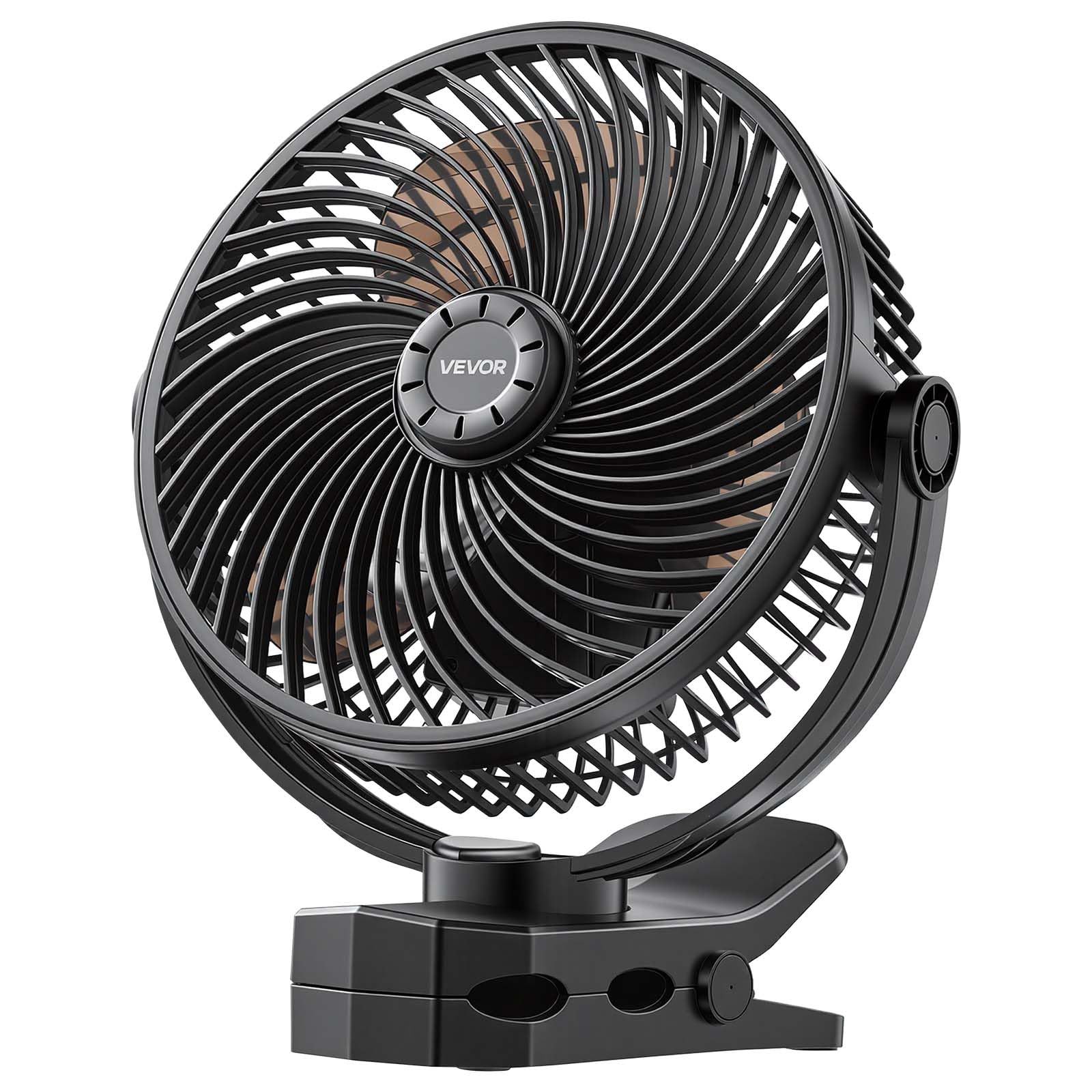 VEVOR Ventilador Portátil con Clip, Batería Doble hasta 139 CFM, 4 Velocidades 3 Fijas 1 Modo de Circulación, Ventilador con Pinza USB-C para Oficina Escritorio Camping Viaje Cinta de Correr, Negro