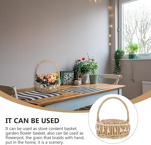 Miniatura 4 de Cabilock 3 piezas de flores de sauce decoración de ratán pequeñas cestas de madera cesta de huevo de Pascua cesta de mimbre hecha a mano maceta