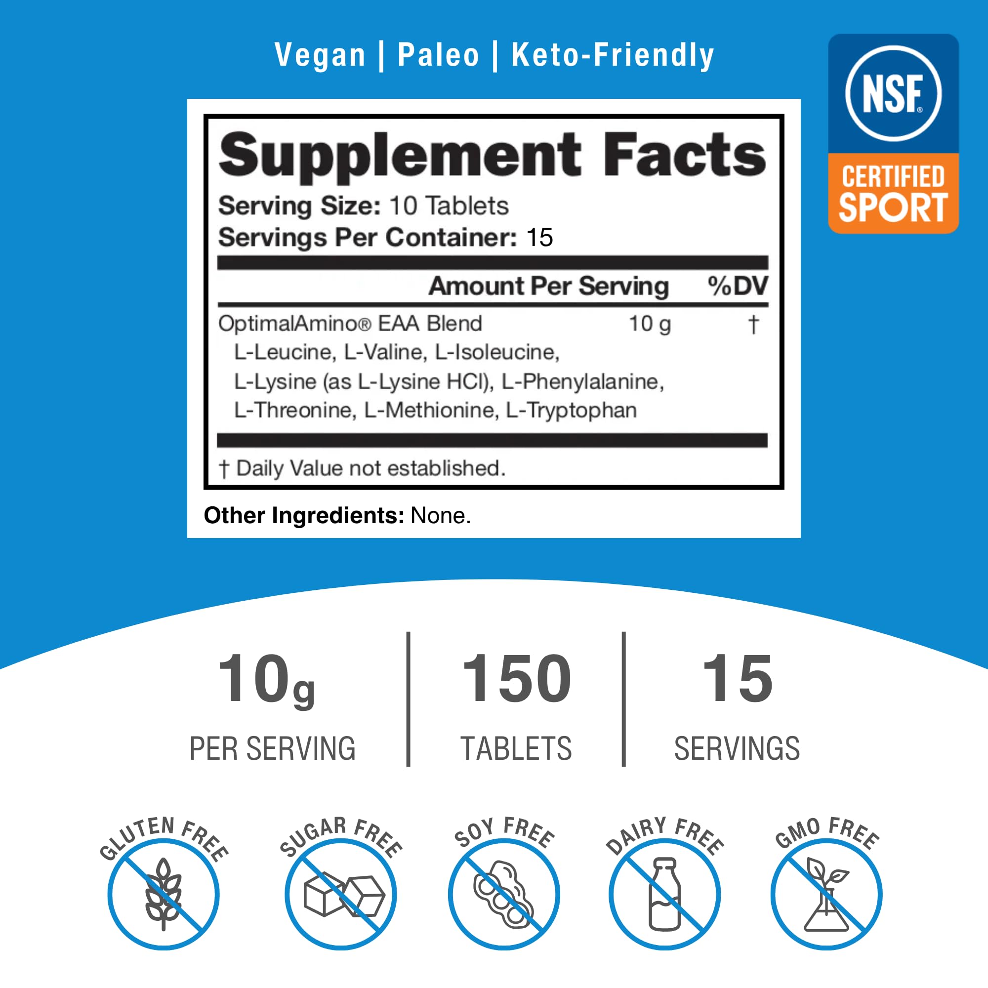 OptimalAmino | Essential Amino Acid Tablets | 150 Count — Amazon image 2