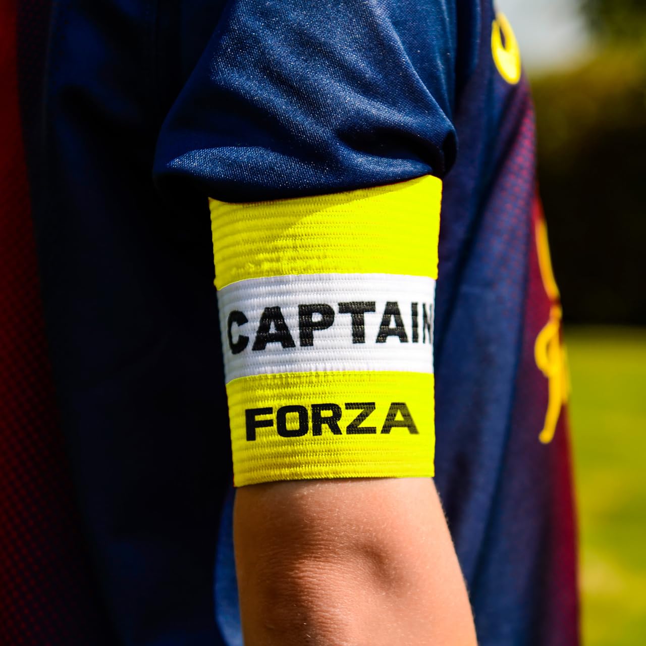 FORZA Captains Armbands – Adult & Junior Elastic Sport Arm Band for Football, Rugby & More [7 Colour Options] (Fluro Yellow, Junior)