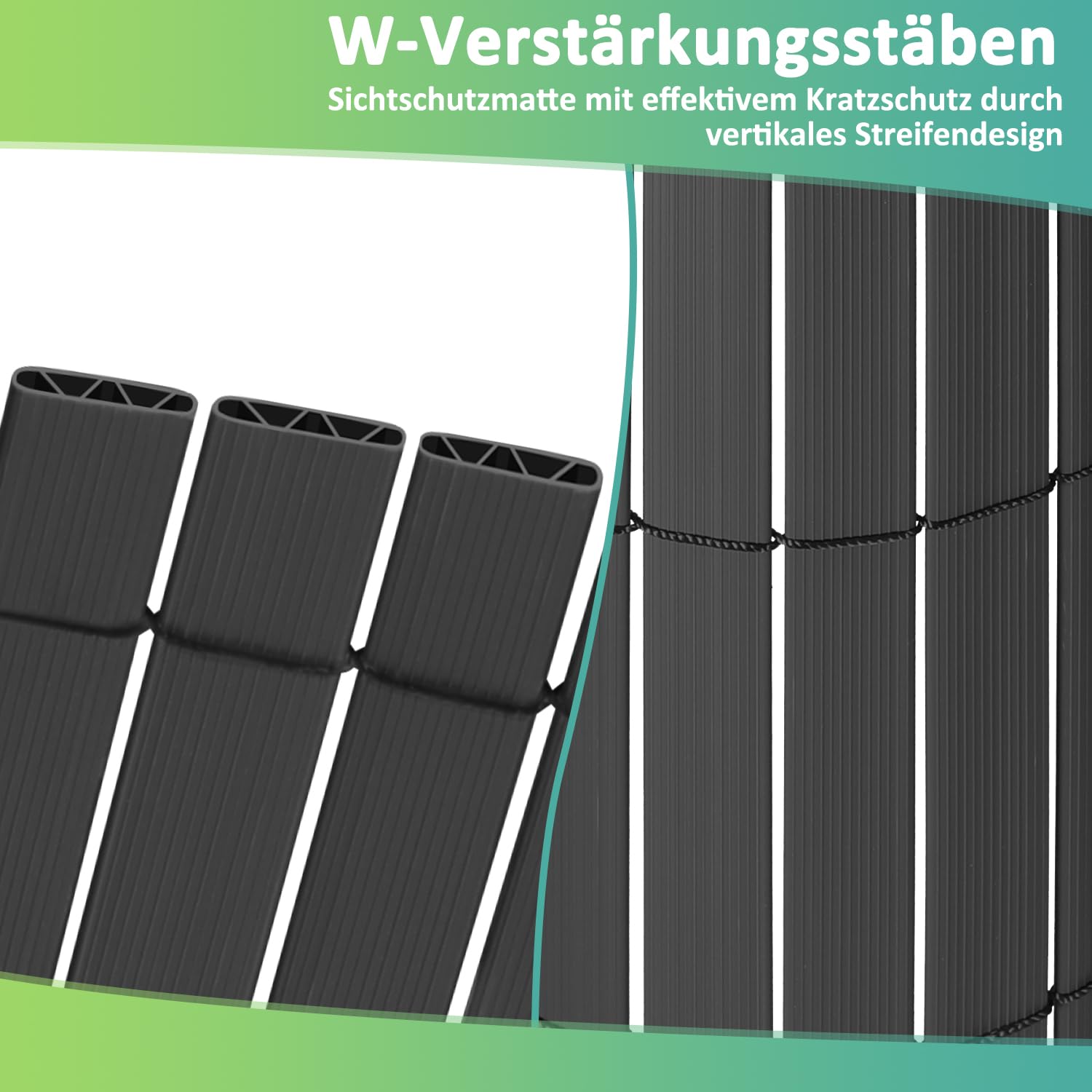 Canisse en PVC,Gris Brise Vue Balcon Renfort en 4 Poids, Anti-moisissure et Facile d'entretien - Renforcé - Forte intimité pour Jardin, Balcon, terrasse(80 * 1000cm)