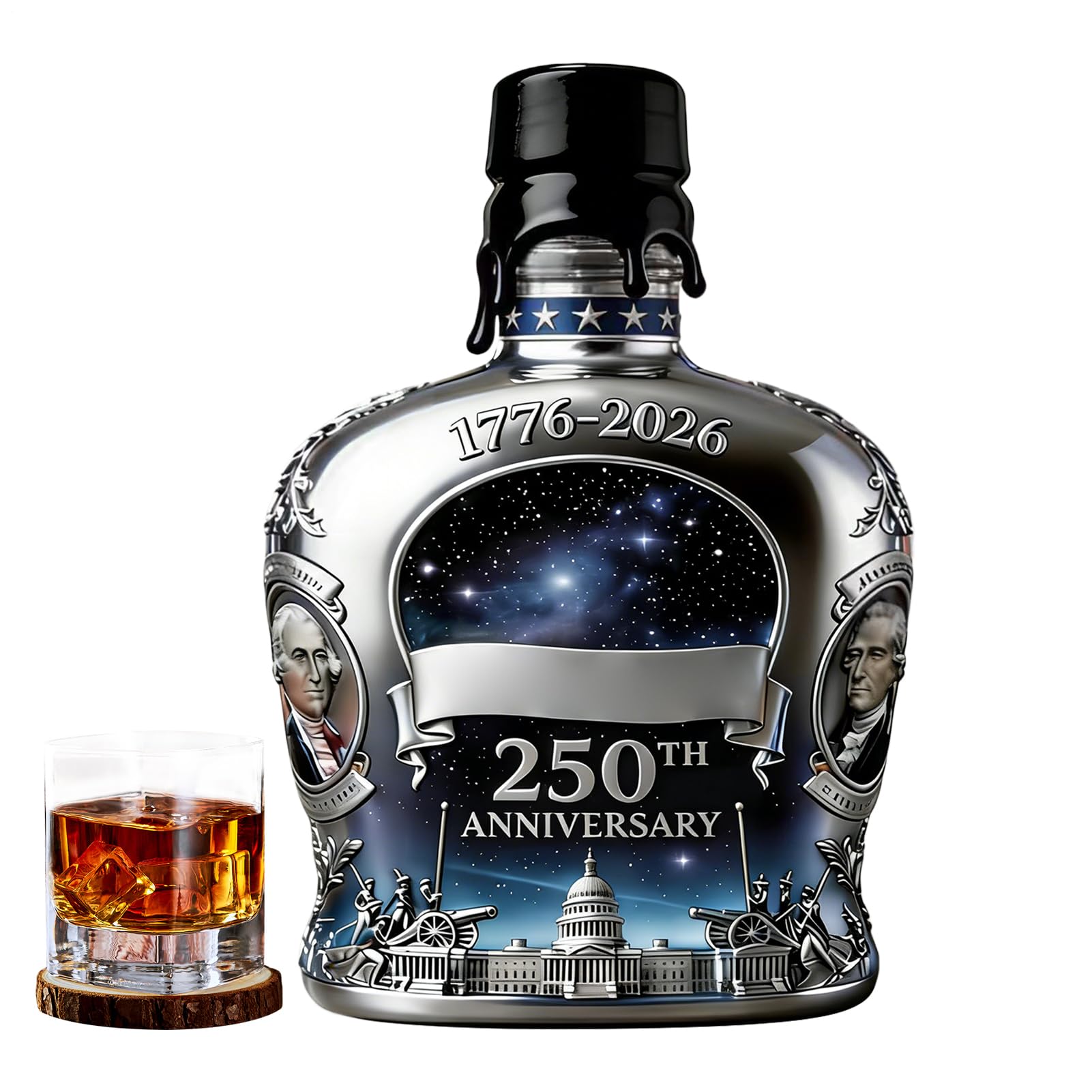 350ml Whiskey Bottle, 250th Ceremony Whiskey Container, Collectible Limited Edition Bourbon Display for Bartenders Collectors Home Bar Party Restaurants Hotels Clubs Shelves Dining Room