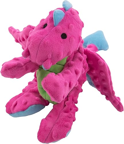 Vista 36 de goDog Bubble Plush Skinny Dragons - Juguete chirriante de peluche para perro, tecnología Chew Guard, verde, grande