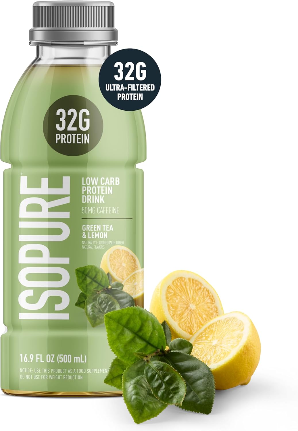 Isopure Zero Carb 32g Clear Protein Ready-to-Drink, Whey Protein Isolate, Green Tea, 12 Pack (Packaging May Vary)