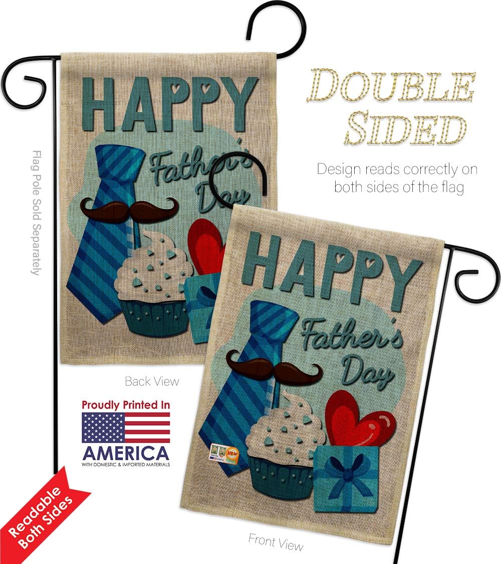 Happy Fathers Day Burlap Garden Flag Family Father Dad Daddy Papa Grandpa Best Parent Sibling Relatives Grandparent Small Decorative Gift Yard House Banner Double-Sided Made In USA 13 X 18.5