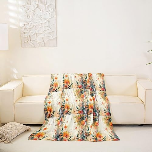 Vista 6 de Erosebridal Dragonfly Couch Cover 71" x 102",Flying Dragonflies Sofa Cover,Watercolor Flowers Couch Protector,Garden Wildlife Sofa Slipcover