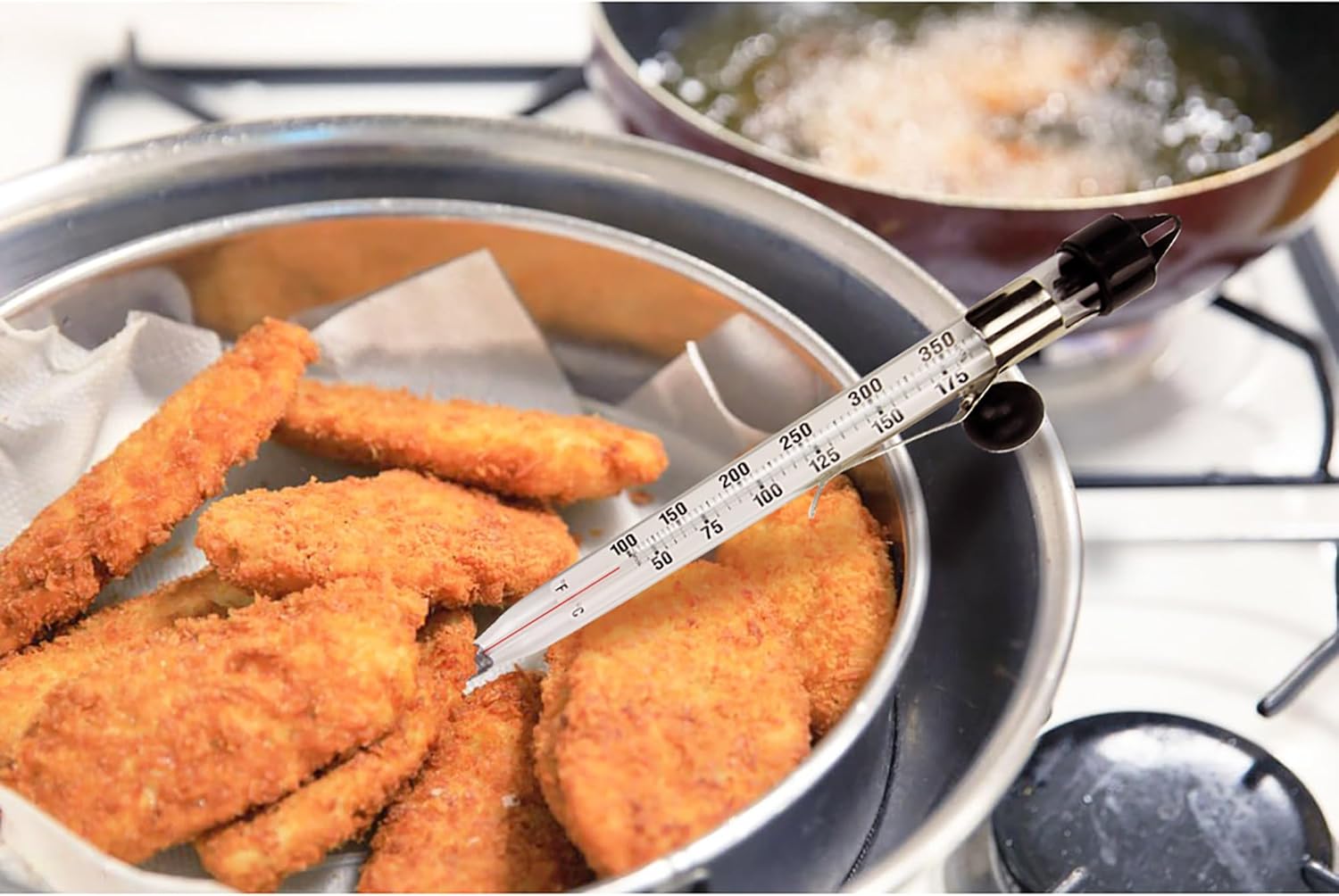 HIC Kitchen Roasting Deep Fry Candy Jelly Thermometer, Easy-Read Glass Tube with Protective Sheath and Temperature Guide