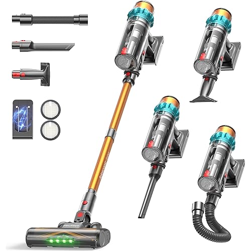 ElecKeys Cordless Vacuum Cleaner, Upgraded 580W 48KPA 65Mins Vacuum Cleaners for Home, Stick Vacuum with Self-Standing and Touch Screen, Anti-Tangled Handheld Vacuum for Pet Hair, Floors, Carpets, K10