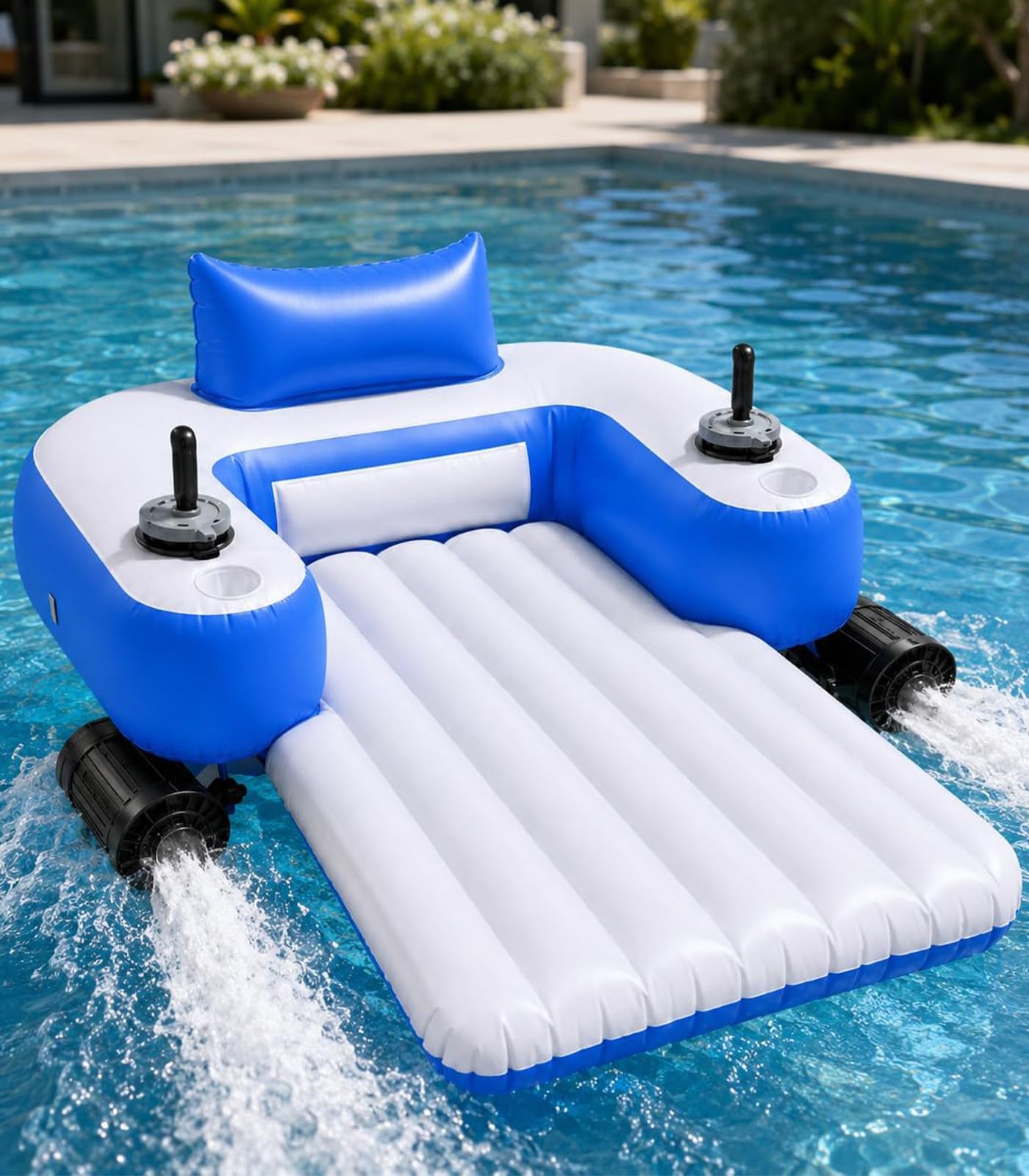 Kindevieft Multicolor Motorized Pool Float With 360° Rotating Propeller; Rechargeable Lounger For Pools, Lakes, And Outdoor Parties. B-Rectangular