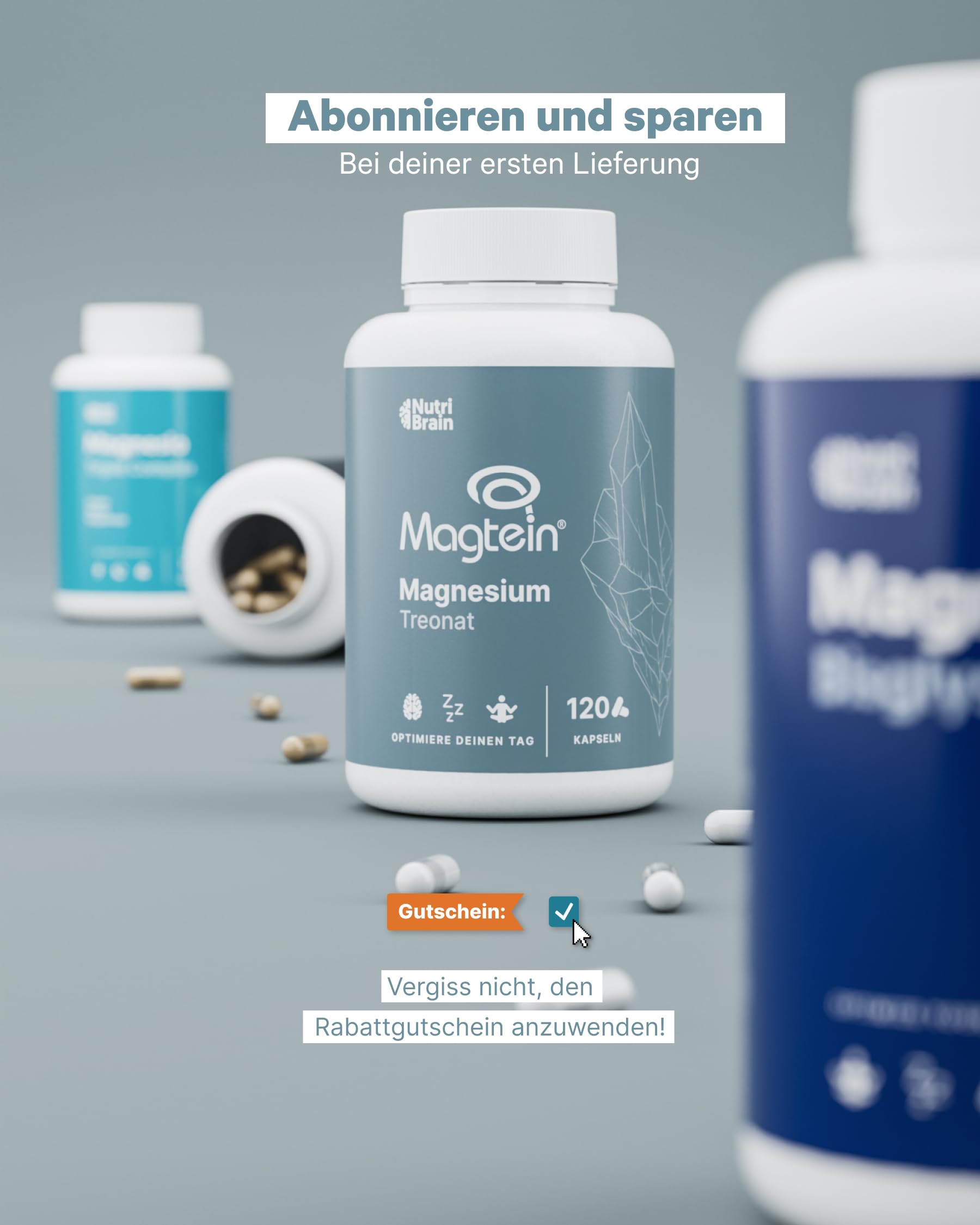 Magnesium L-Threonat mit Magtein® | Hochdosiert 2000 mg | Laborgeprüft | Maximale Aufnahme | 120 Kapseln | Gedächtnis, Fokus, Tiefschlaf